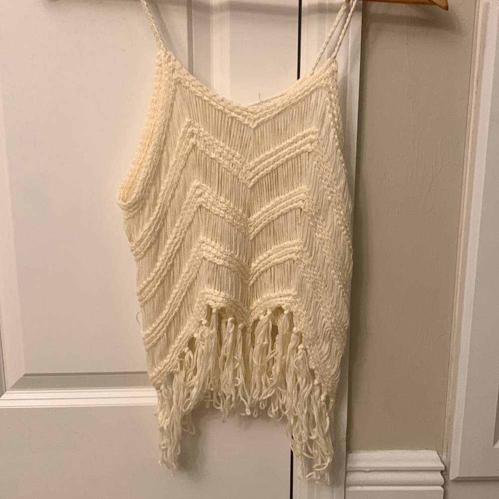 Maui Hawaii Vitamin A Crochet Coverup Top Size S/M; good worn condition.